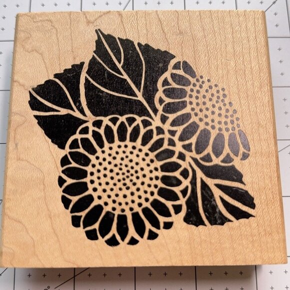 Large Sunflower Leaf Rubber Stamp Nature Connors Collectibles Craft Card Making - Picture 1 of 4